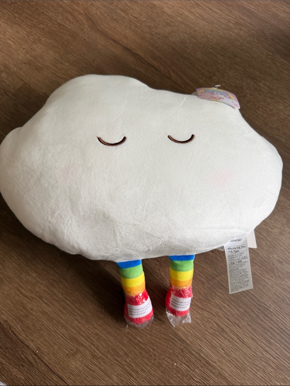 Cloud Plush Pillow with Rainbow Legs - Miniso -NWT